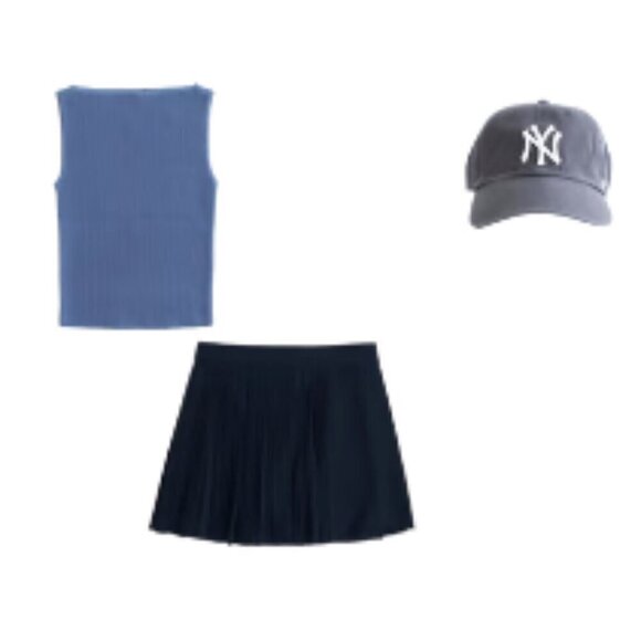 Abercrombie & Fitch Pleated Faux Wrap Mini Skort Skirt Sz 4 Navy/Indigo Blue 42R - Picture 11 of 13